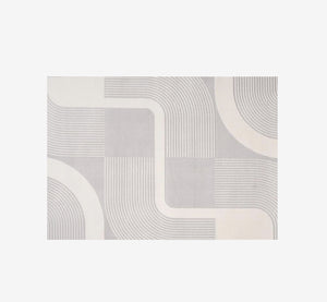 Jane Modern Flowing Curve Textured Area Rug | High-Low Pile Cream Carpet