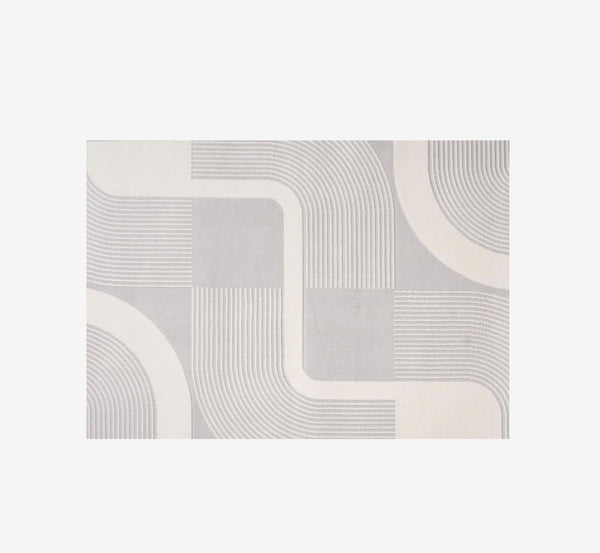 Jane Modern Flowing Curve Textured Area Rug | High-Low Pile Cream Carpet