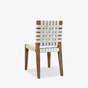 Mid-Century Modern Woven Dining Chair with Solid Wood Frame