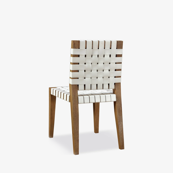 Mid-Century Modern Woven Dining Chair with Solid Wood Frame