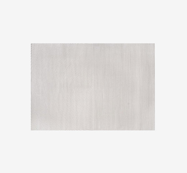 Modern Abstract Flowing Line Textured Area Rug | High-Low Pile Cream Carpet