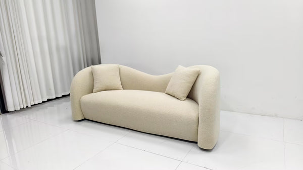 Modern Curved Cloud Sofa - Wavy Backrest Sculptural Couch in Premium Textured Fabric
