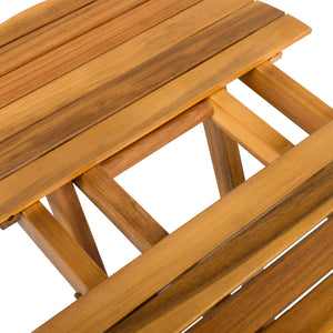 NO INSTALLATION REQUIRED, FOLDABLE AND ADJUSTABLE OUTDOOR ACACIA WOOD SIDE TABLE (TEAK FINISH)
