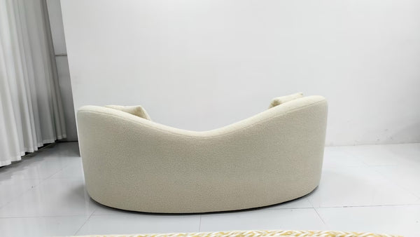 Modern Curved Cloud Sofa - Wavy Backrest Sculptural Couch in Premium Textured Fabric