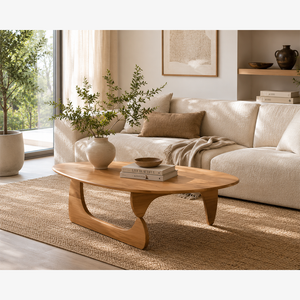 Irregular Solid Wood Coffee Table – Modern Organic Sculptural Center Table