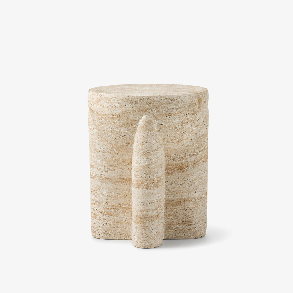 Modern Travertine Side Table – Sculptural Stone Accent Table