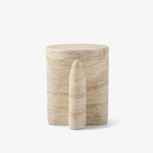 Modern Travertine Side Table – Sculptural Stone Accent Table
