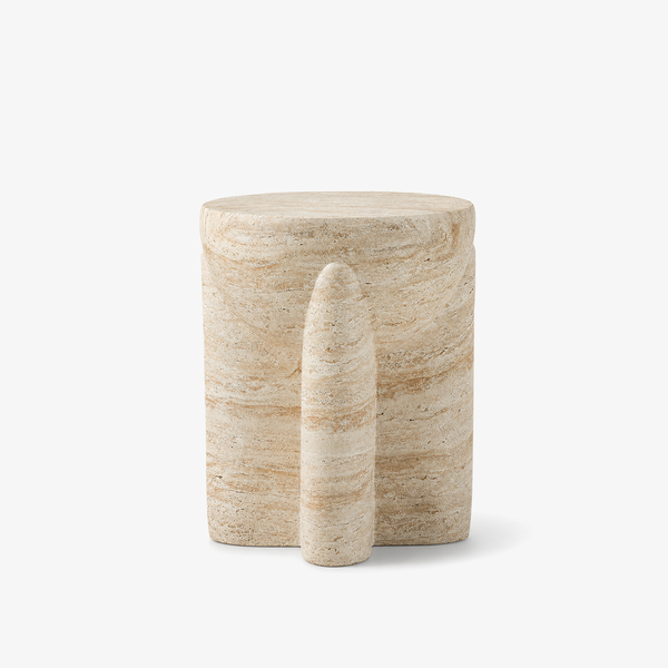 Modern Travertine Side Table – Sculptural Stone Accent Table