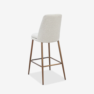 Modern Cream Bouclé Bar Stool with Backrest | Kitchen Island Counter Stool