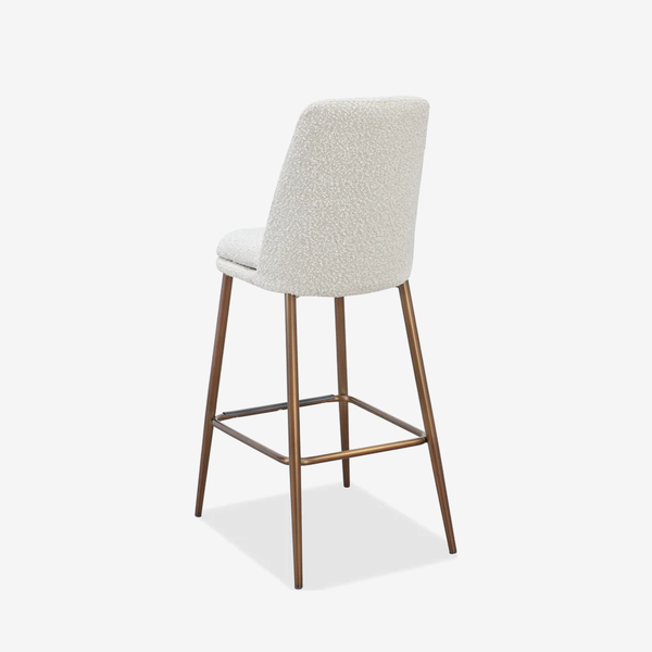 Modern Cream Bouclé Bar Stool with Backrest | Kitchen Island Counter Stool