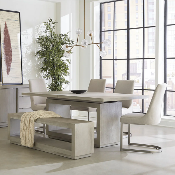 Modern Solid Acacia Wood Rectangular Dining Table – Contemporary Wood Dining Table for 6–8