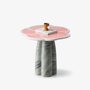 Petal Marble Side Table– Sculptural Floral Stone Accent Table