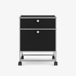 ModuSteel Modern Two-Drawer Rolling Side Table with Stainless Steel Frame