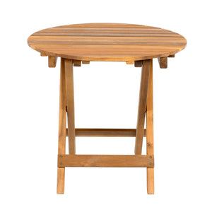 NO INSTALLATION REQUIRED, FOLDABLE AND ADJUSTABLE OUTDOOR ACACIA WOOD SIDE TABLE (TEAK FINISH)