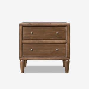 Mid-Century Modern Walnut 2-Drawer Nightstand with Tapered Legs