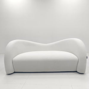 Modern Curved Cloud Sofa - Wavy Backrest Sculptural Couch in Premium Textured Fabric