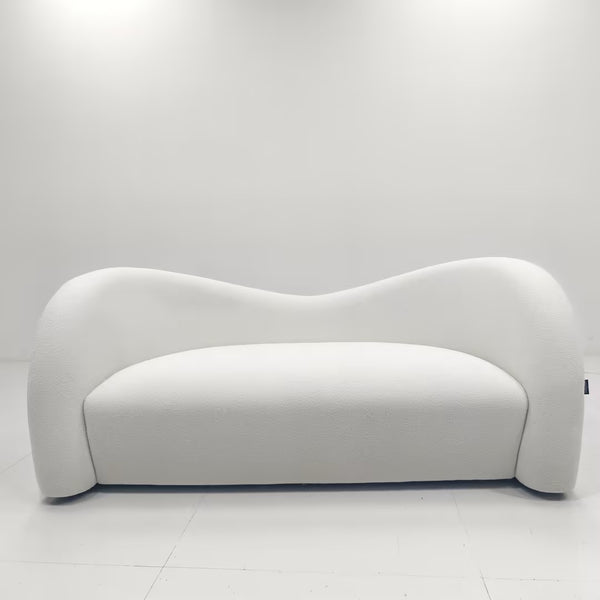 Modern Curved Cloud Sofa - Wavy Backrest Sculptural Couch in Premium Textured Fabric