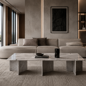 Sleek Marble-Top Inset-Leg Coffee Table