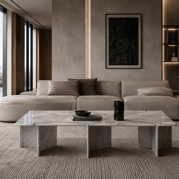 Sleek Marble-Top Inset-Leg Coffee Table