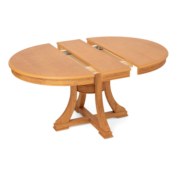 Extendable Round Rubber Wood Dining Table, 47 inch to 59 inch Adjustable Length Kitchen Table, for Home, Restaurant, Cafe, Space-Saving Design