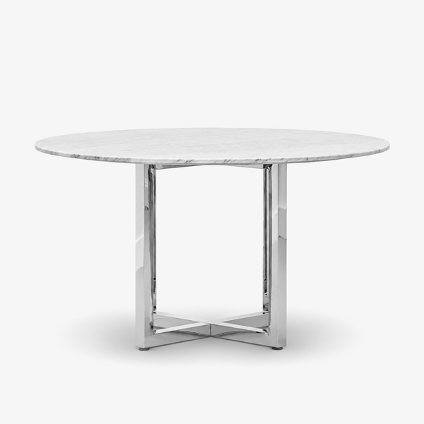 48" Round Dining Table with Chrome Stainless Steel Base – Modern Dining Table for 4–6