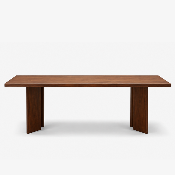 Modern Walnut Wood Dining Table with Splayed Legs – Minimalist Solid Wood Dining Table for Contemporary Dining Rooms