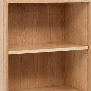 Japandi Style Double-Door Bookcase – Minimalist Wood Display Cabinet for Modern Home Office