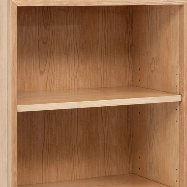 Japandi Style Double-Door Bookcase – Minimalist Wood Display Cabinet for Modern Home Office