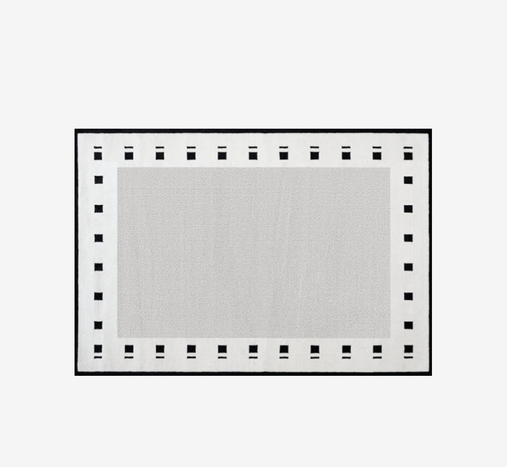Carlin Modern Minimalist Black Grid Area Rug | Geometric High-Low Carpet