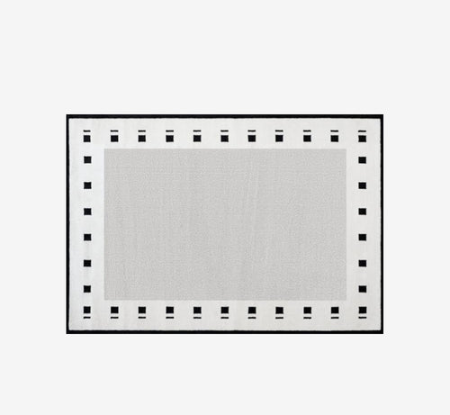 Carlin Modern Minimalist Black Grid Area Rug | Geometric High-Low Carpet