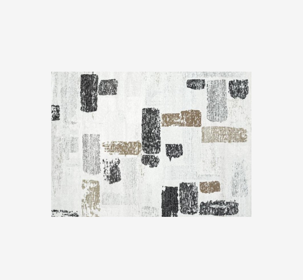 Celtic Modern Asymmetrical Geometric Area Rug | Earthy Brown & Cream Textured Pile