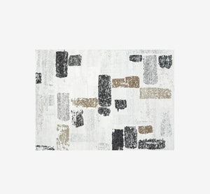 Celtic Modern Asymmetrical Geometric Area Rug | Earthy Brown & Cream Textured Pile