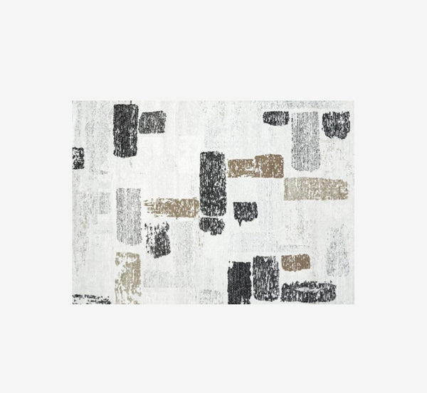 Celtic Modern Asymmetrical Geometric Area Rug | Earthy Brown & Cream Textured Pile