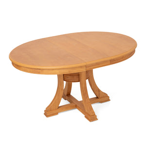 Extendable Round Rubber Wood Dining Table, 47 inch to 59 inch Adjustable Length Kitchen Table, for Home, Restaurant, Cafe, Space-Saving Design