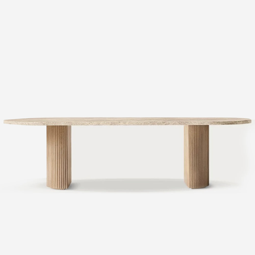 Fendi Luxe Roman Column Dining Table in White Marble