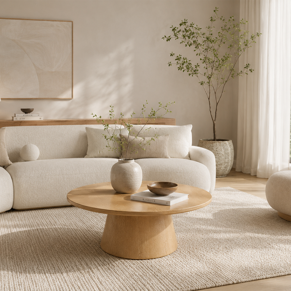 Modern Round Coffee Table – Minimalist Pedestal Center Table