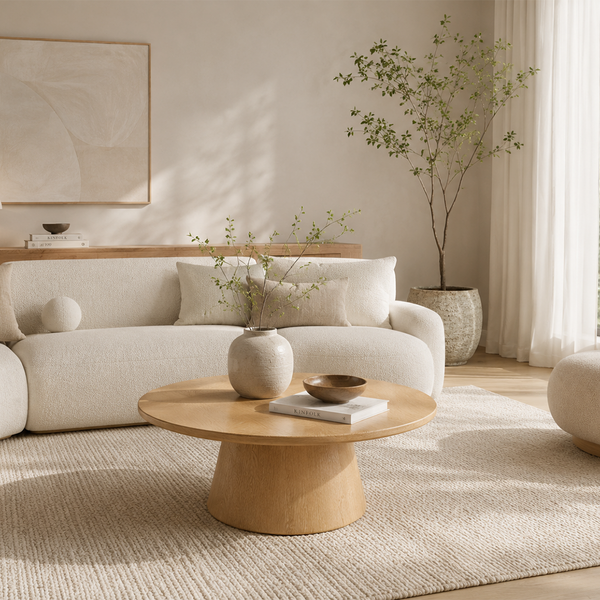 Modern Round Coffee Table – Minimalist Pedestal Center Table