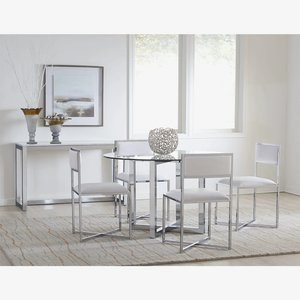 48" Round Dining Table with Chrome Stainless Steel Base – Modern Dining Table for 4–6