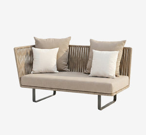 The Riviera Coastal Rope Weave Sofa - Minimalist Beige Fabric Settee for Balcony & Garden