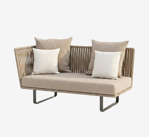 The Riviera Coastal Rope Weave Sofa - Minimalist Beige Fabric Settee for Balcony & Garden