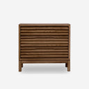 Oak 3-Drawer Nightstand | Slatted Wood Bedside Chest of Drawers