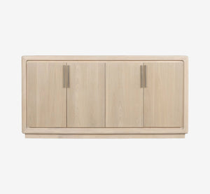 Modern Natural Wood 4-Door Sideboard with Rounded Corners | Minimalist Buffet Credenza