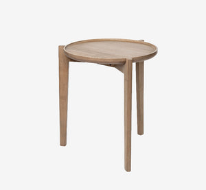 Cleaver I Round Top Brown Solid Wood Accent Table