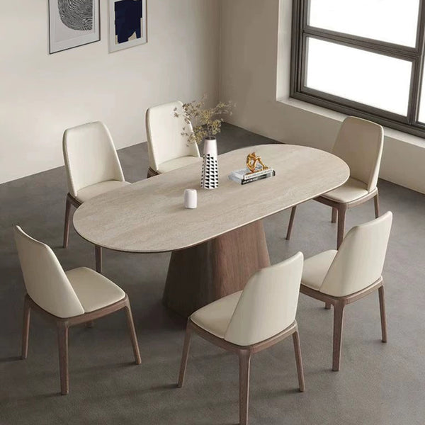Travertine-Pattern Sintered Stone Dining Table