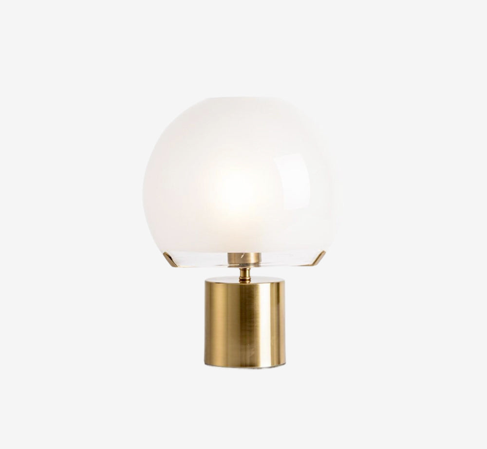 Modern Opal Glass Globe Table Lamp – Brushed Brass Base & Frosted Orb Light for Bedroom & Living Room