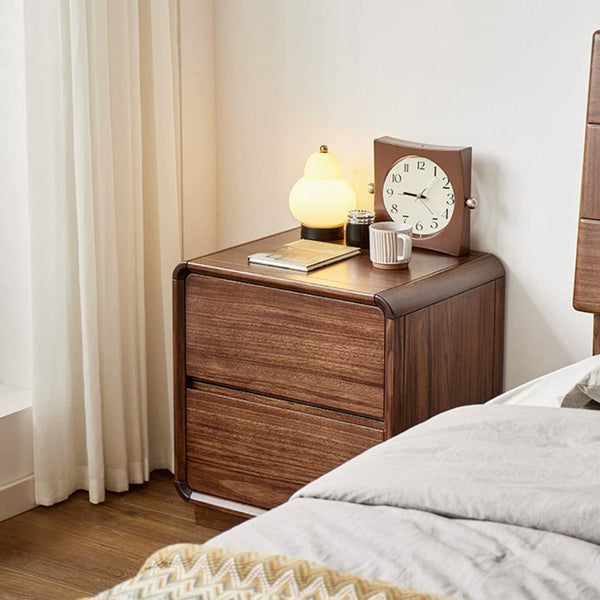 Solid Wood Two-Drawer Nightstand