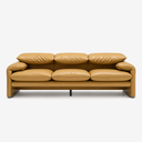 Modern Low Profile Genuine Leather Sofa | Deep Seat 3 Seater Couch