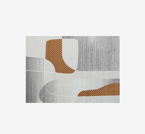 Luxury Abstract Terracotta & Gray Area Rug | High-Low Textured Pile