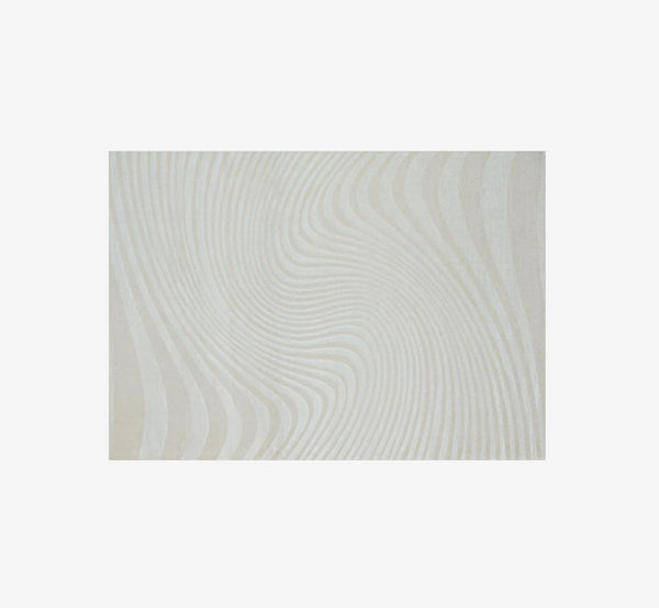 Modern Abstract Flowing Line Textured Area Rug | High-Low Pile Cream Carpet