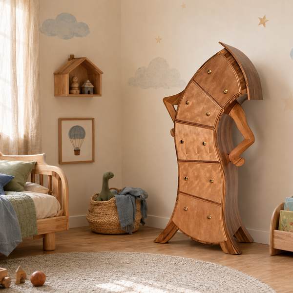 Whimsical Curved Wood 5-Drawer Kids Dresser – Two Styles